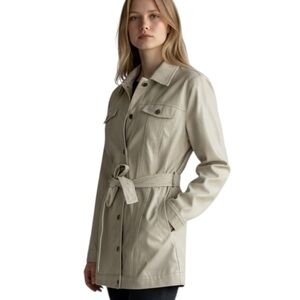 Oh Polly Beige Belted Trench Coat, front buttons, size M